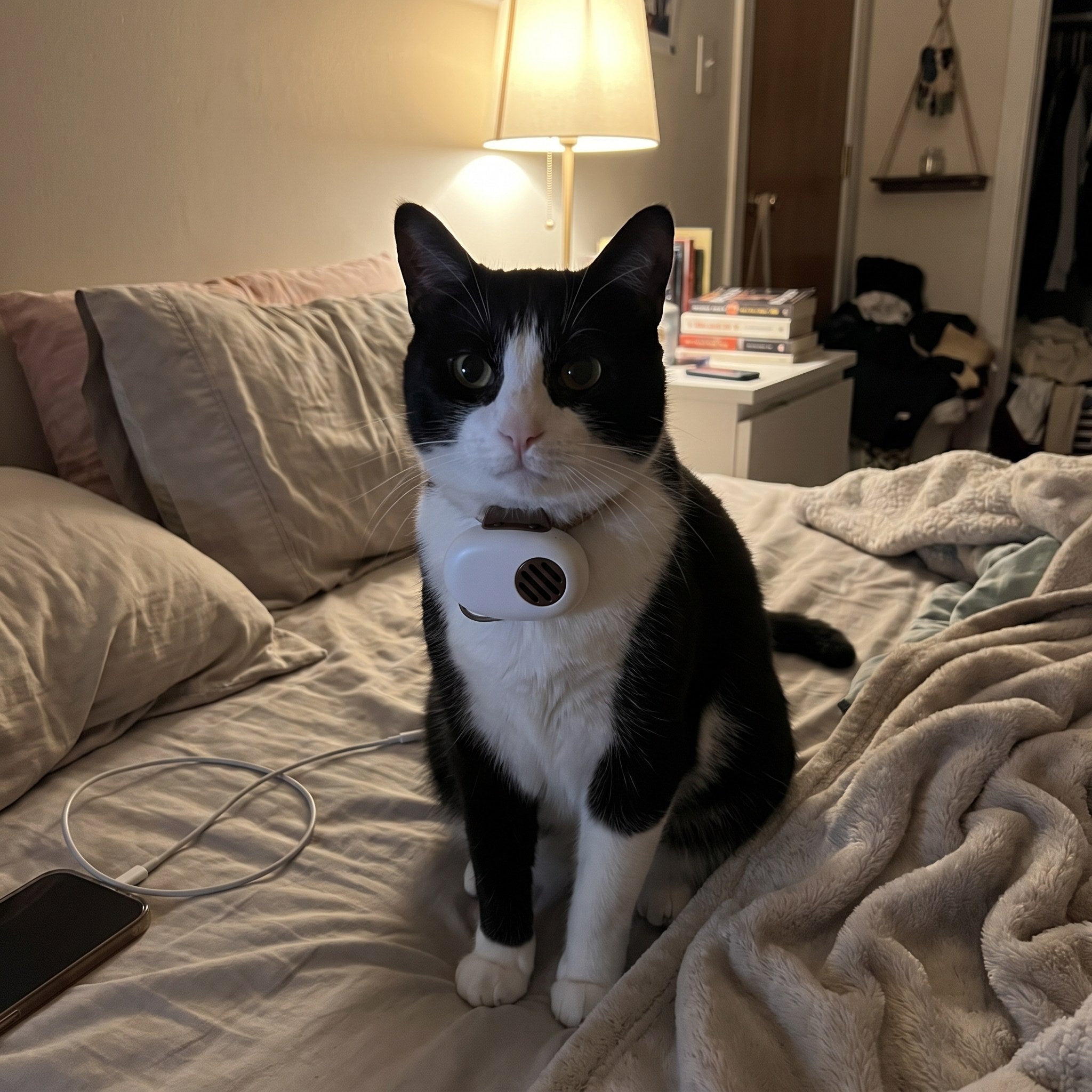 AI Translator Collar in a real cat owner's home