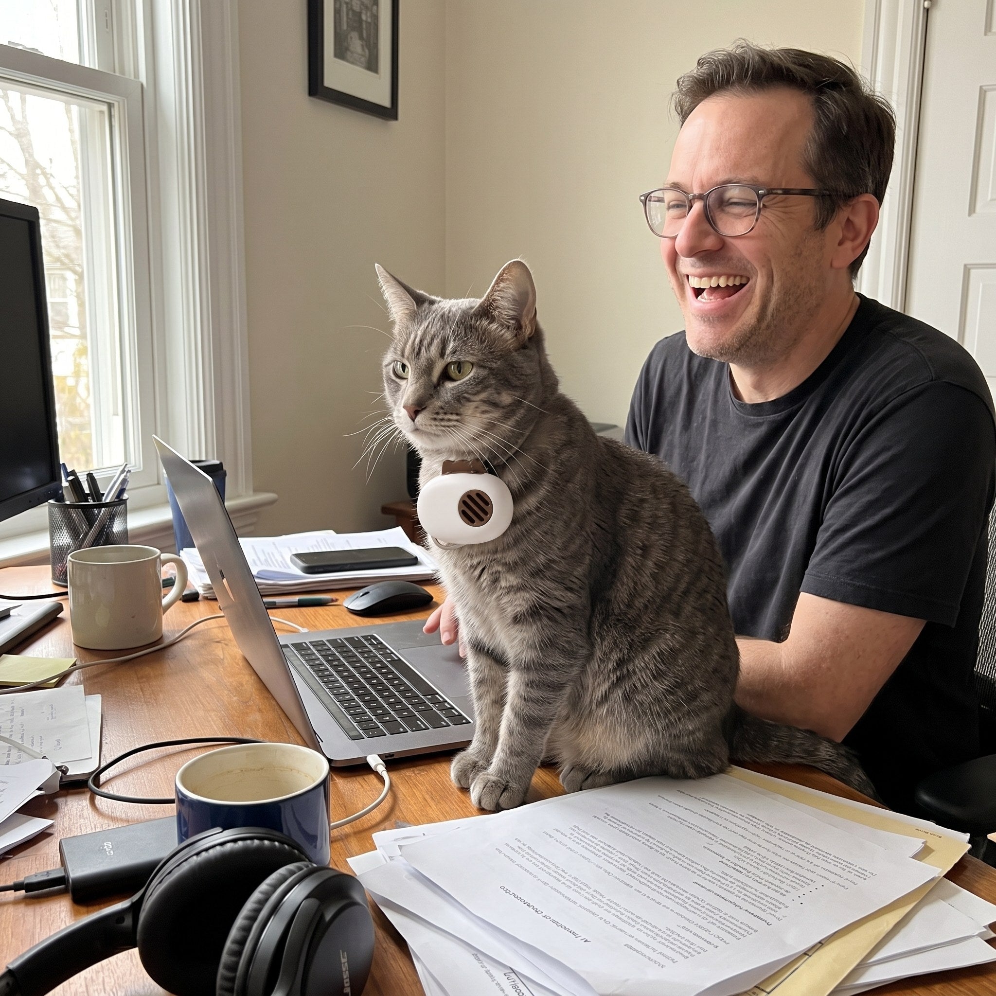 AI Translator Collar in a real cat owner's home