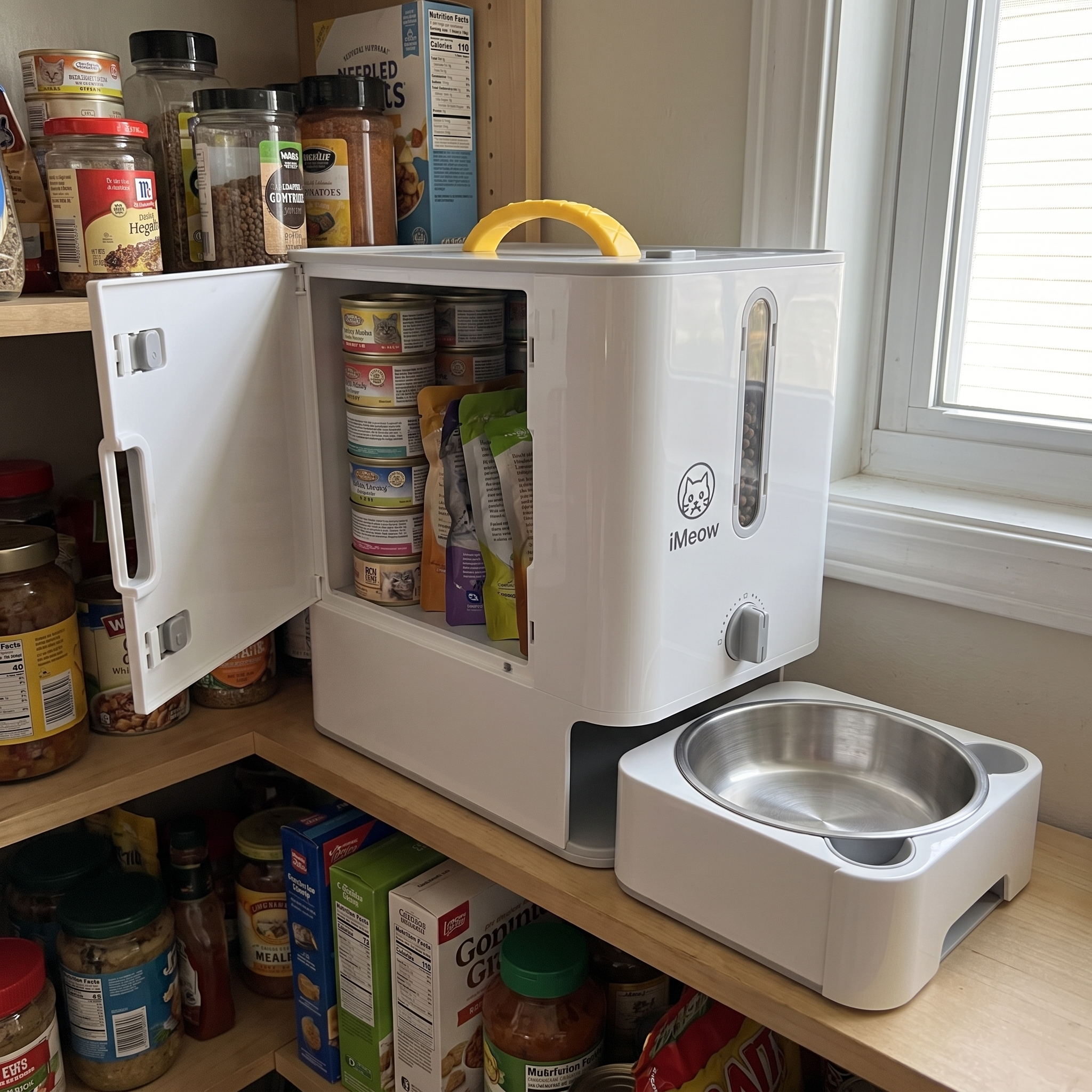 iMeow Travel Feeder in a real cat owner's home
