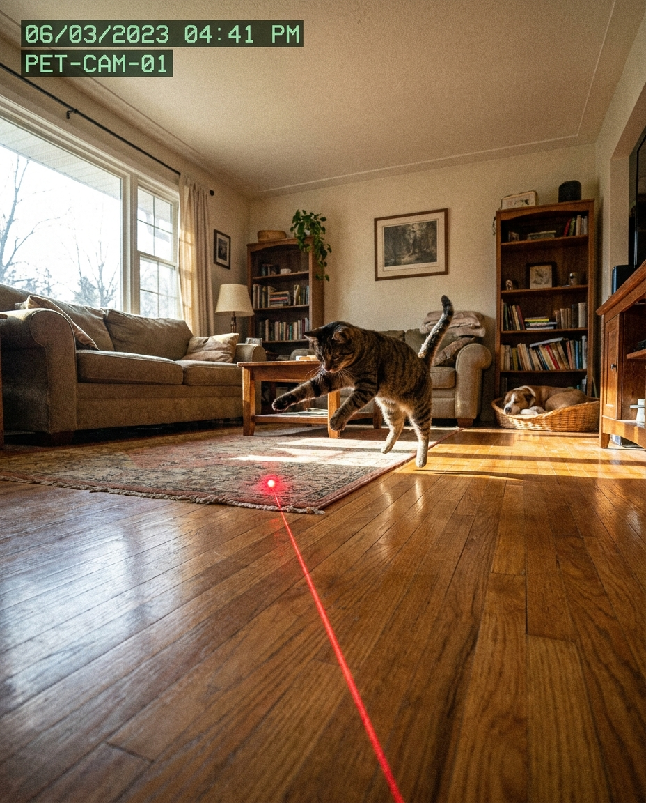 A real customer's cat with their iMeow product at home