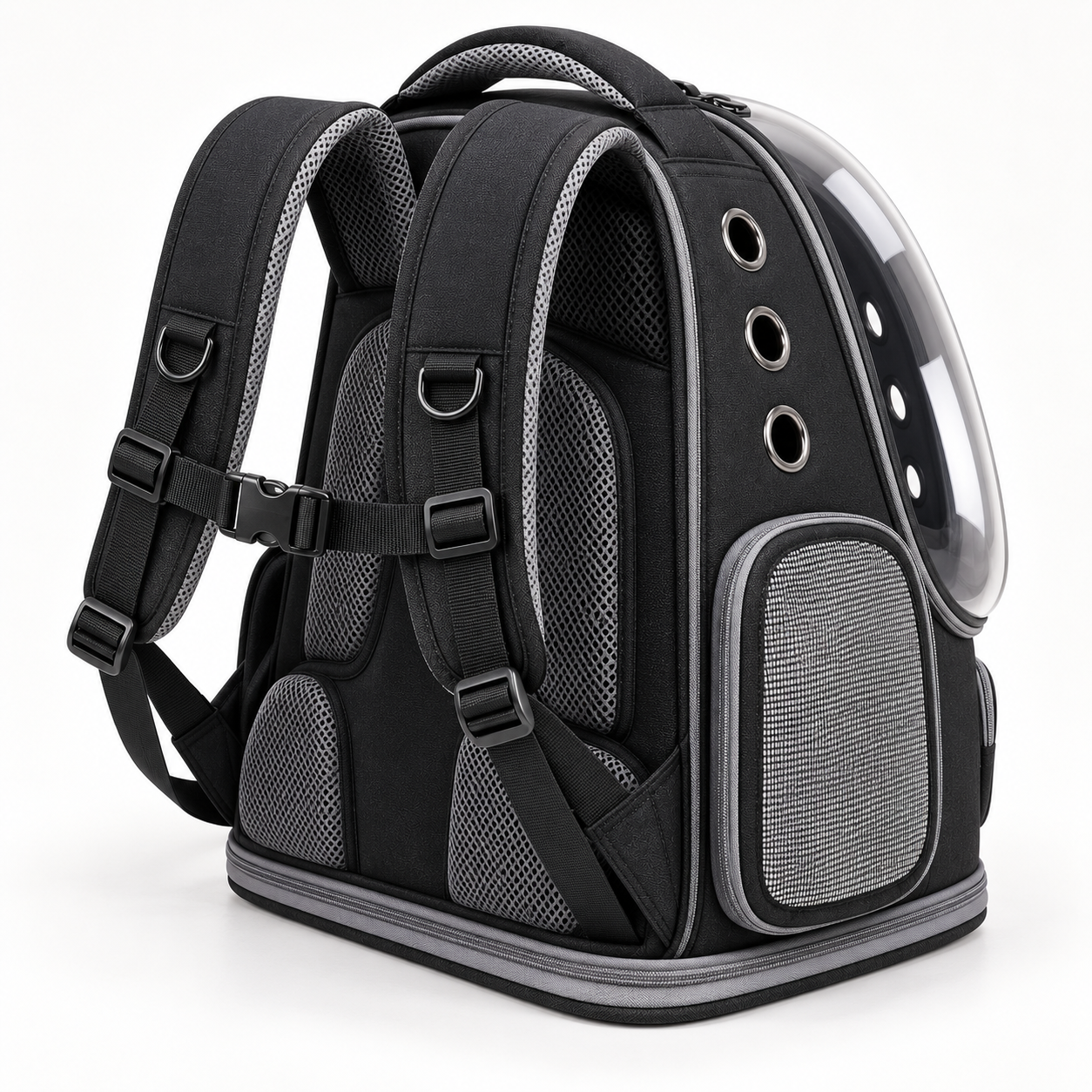 Back view — padded straps and mesh panels