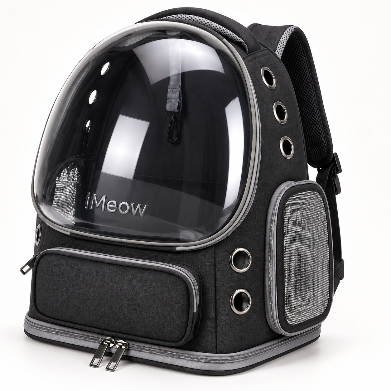 iMeow travel cat backpack — space-capsule bubble carrier
