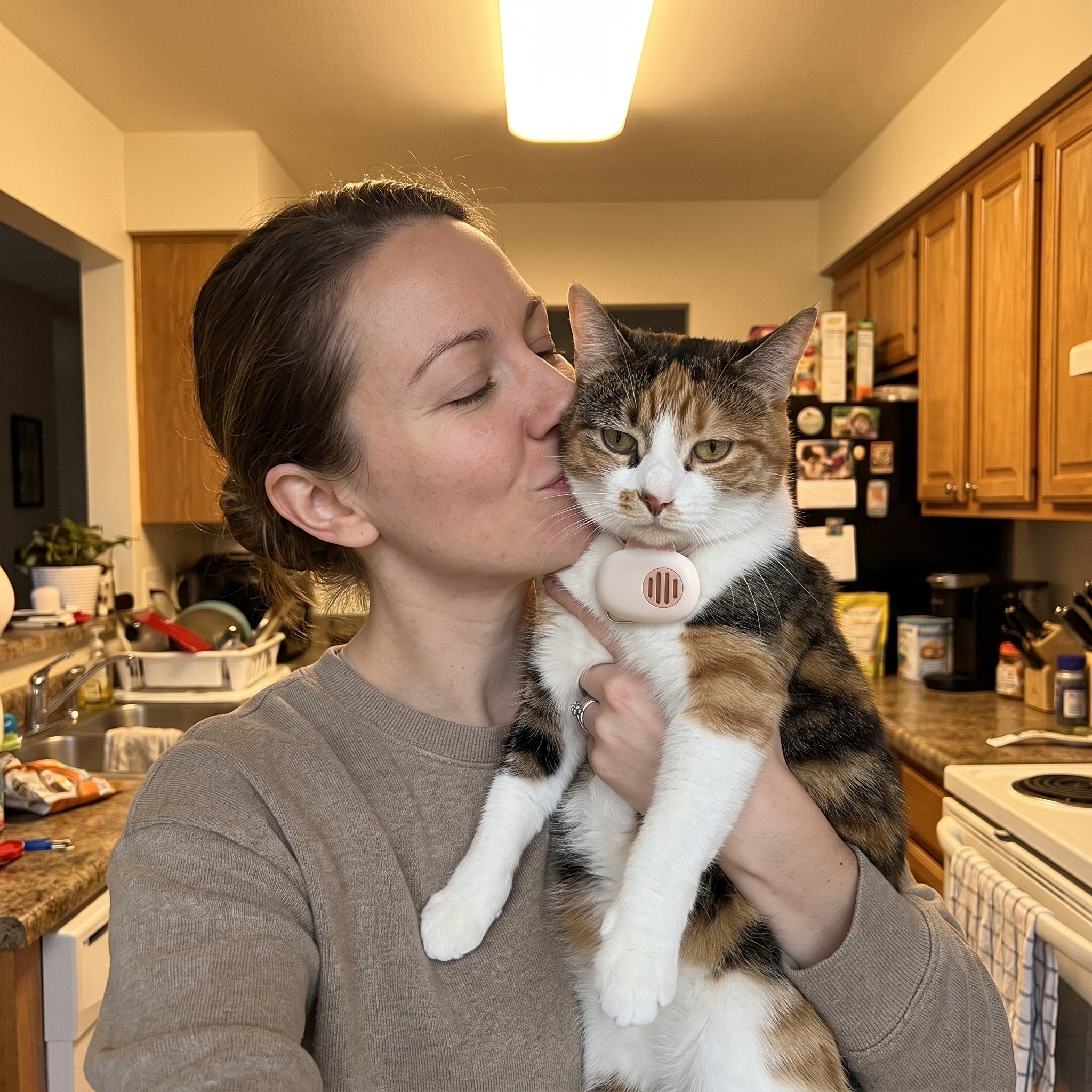 AI Translator Collar in a real cat owner's home
