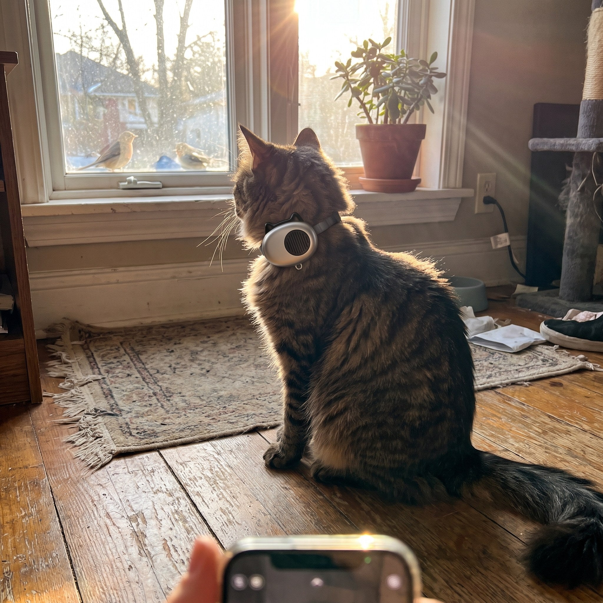 AI Translator Collar in a real cat owner's home