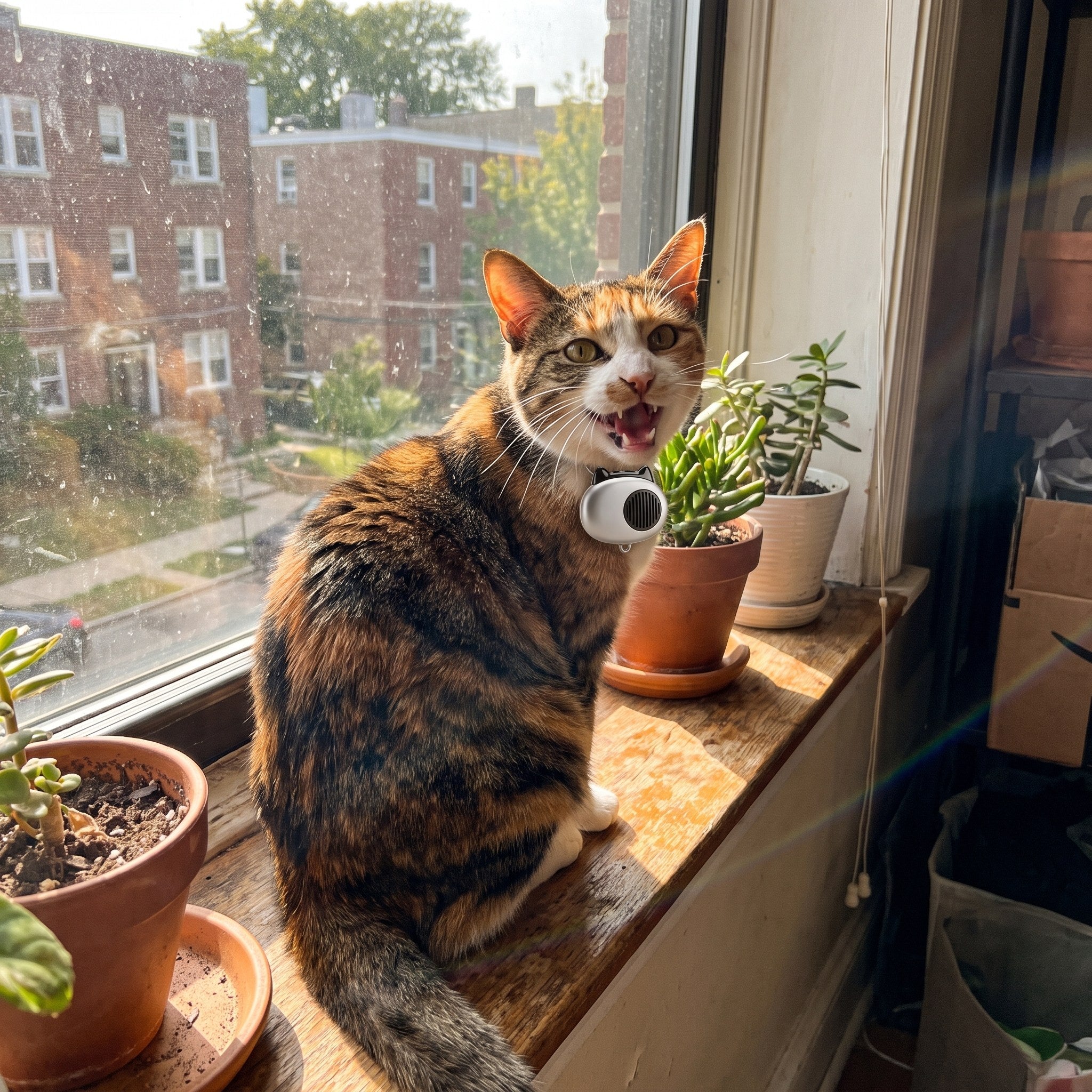 AI Translator Collar in a real cat owner's home