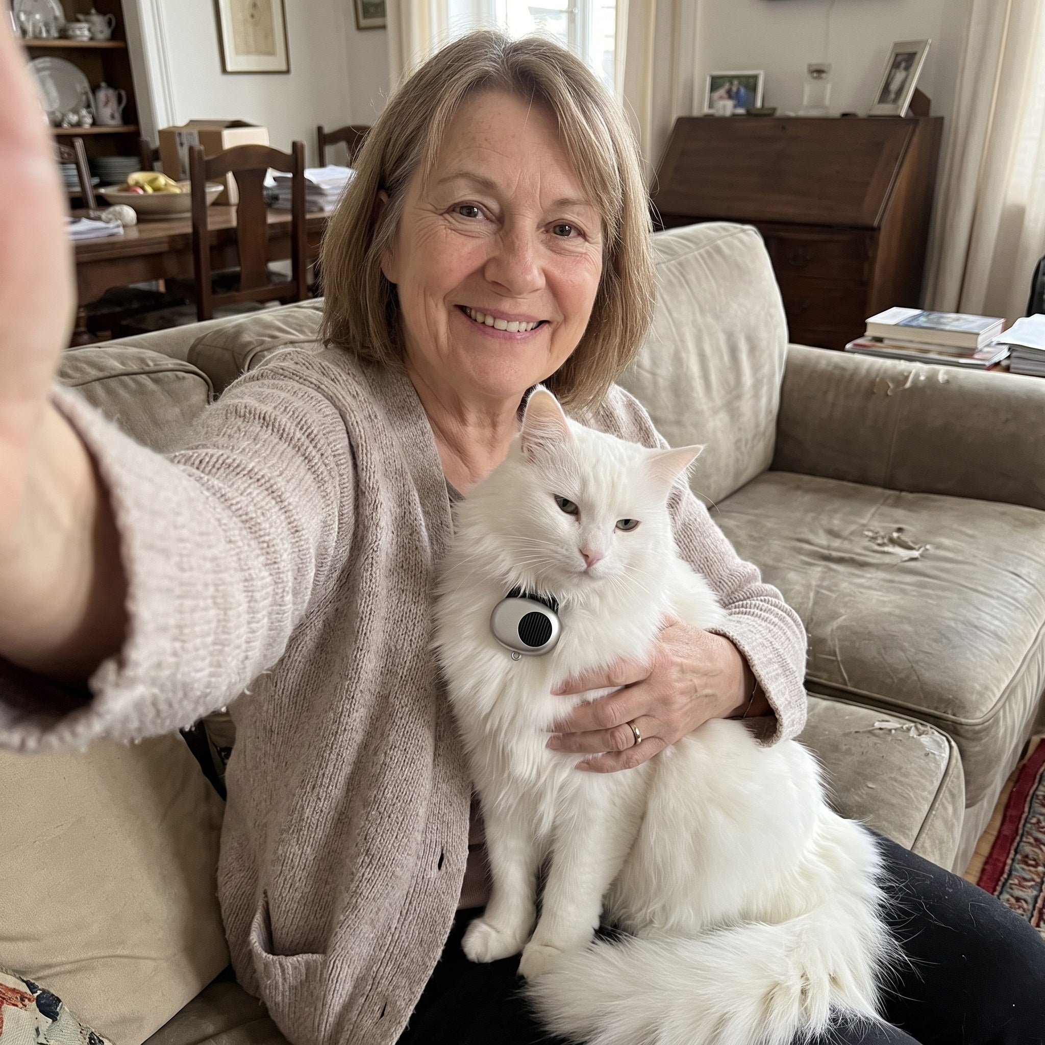 AI Translator Collar in a real cat owner's home