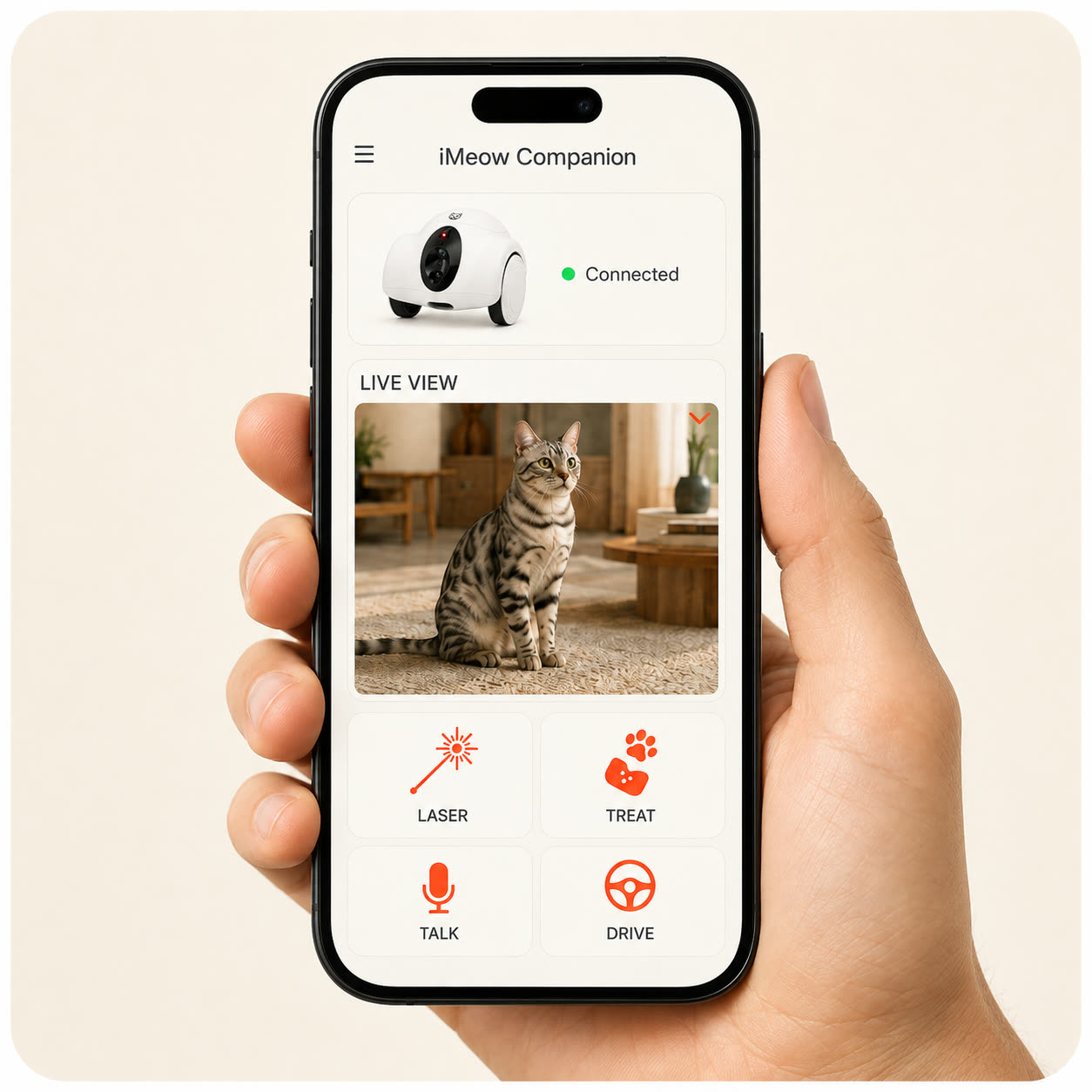 The iMeow app on a phone