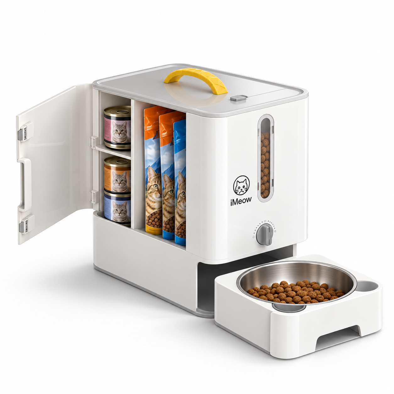 Side storage open with cans and pouches