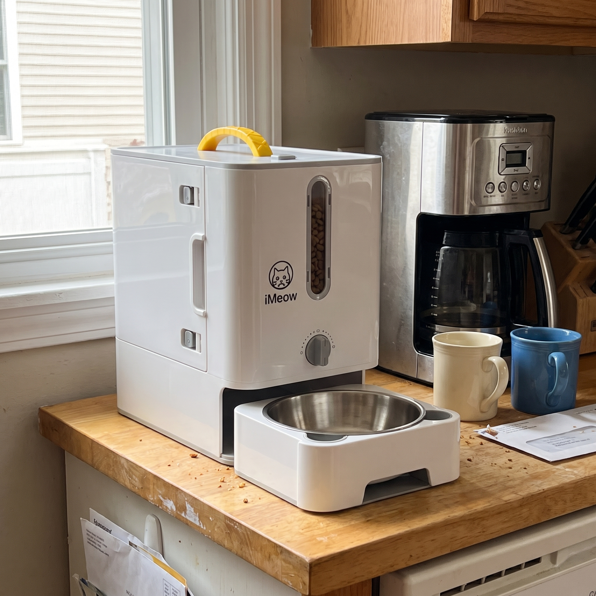 iMeow Travel Feeder in a real cat owner's home