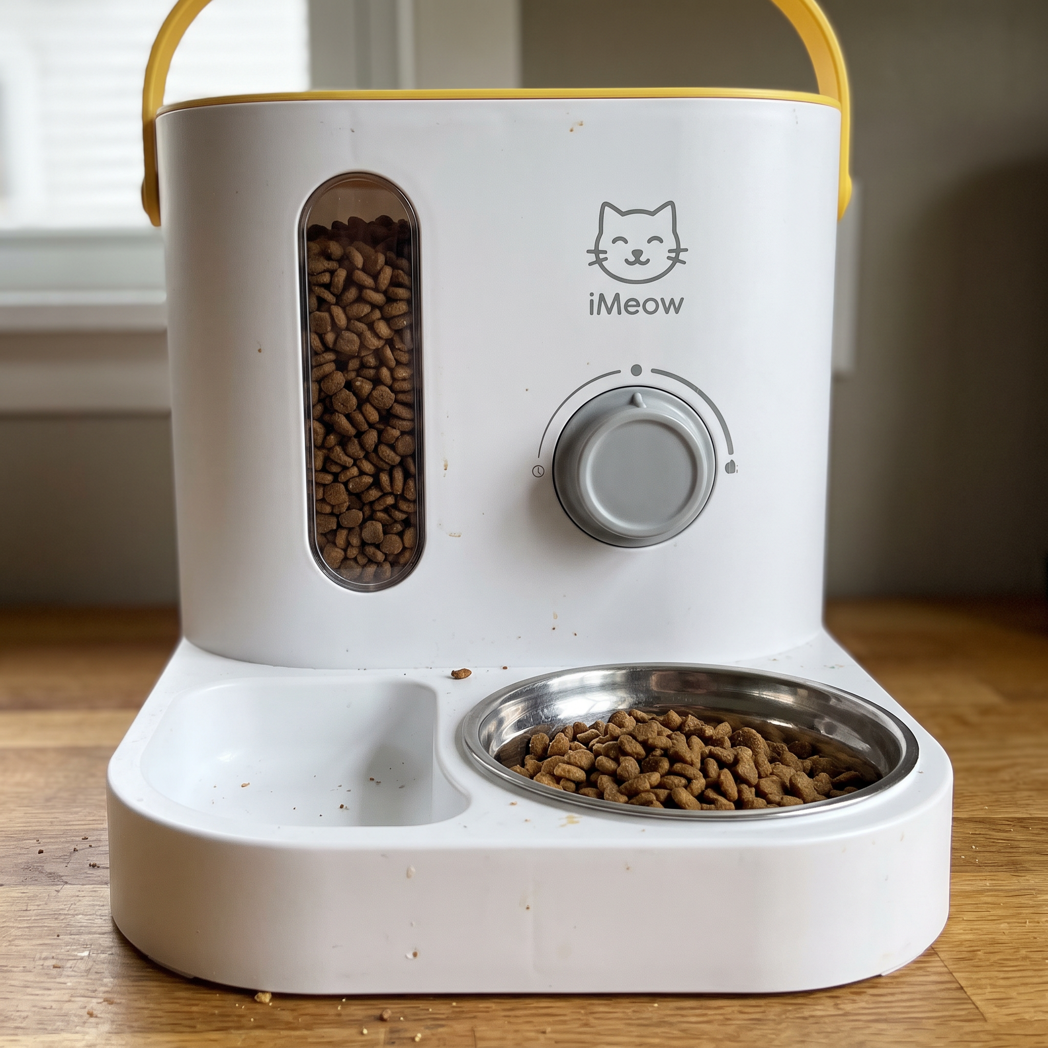 iMeow Travel Feeder in a real cat owner's home