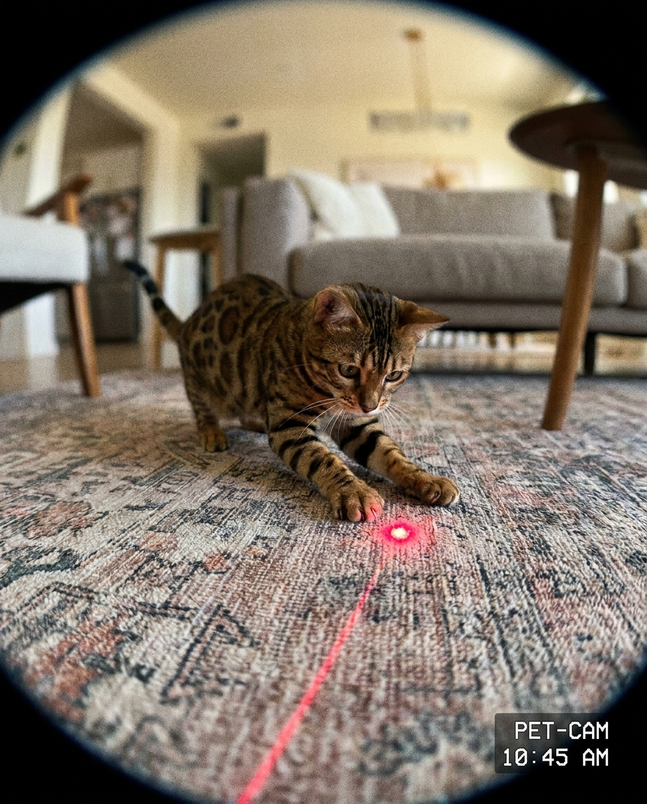A real customer's cat with their iMeow product at home