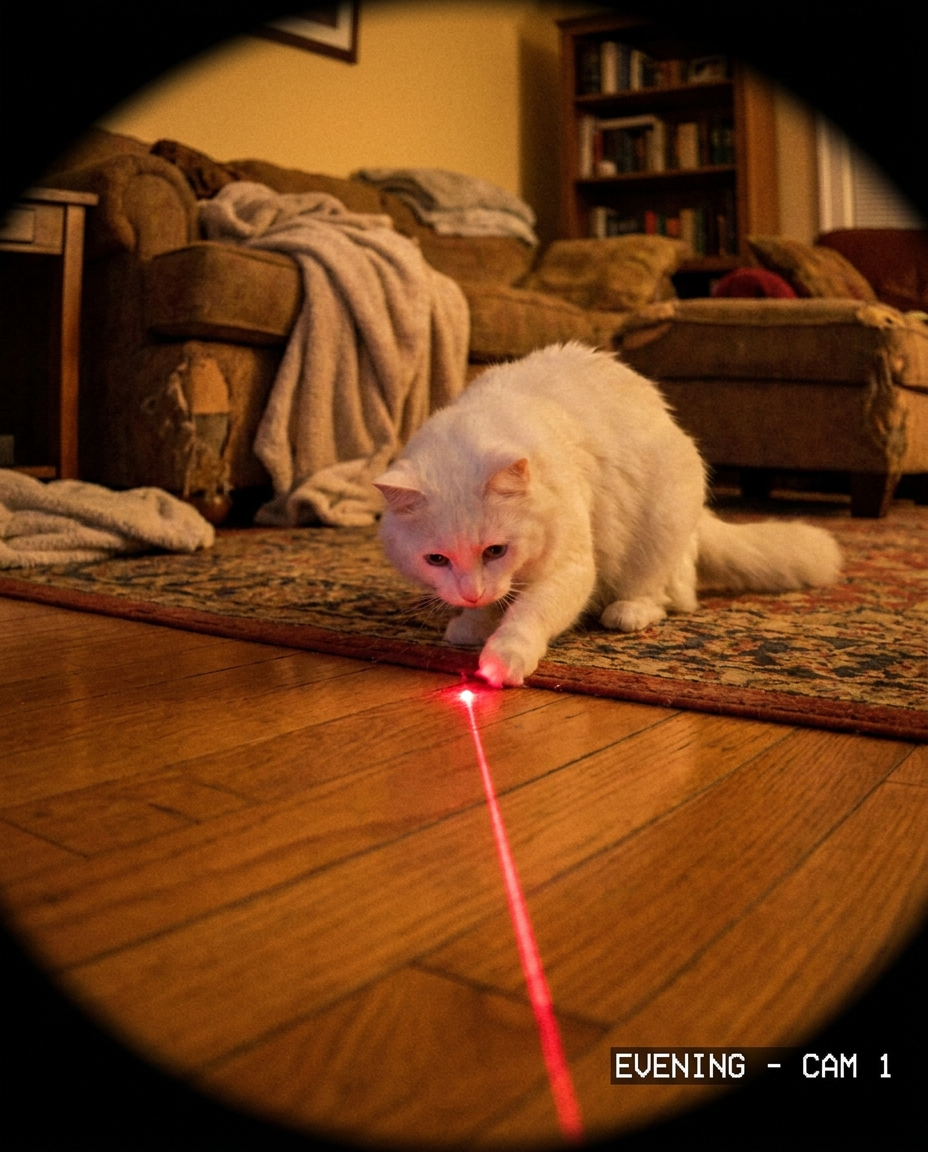 A real customer's cat with their iMeow product at home